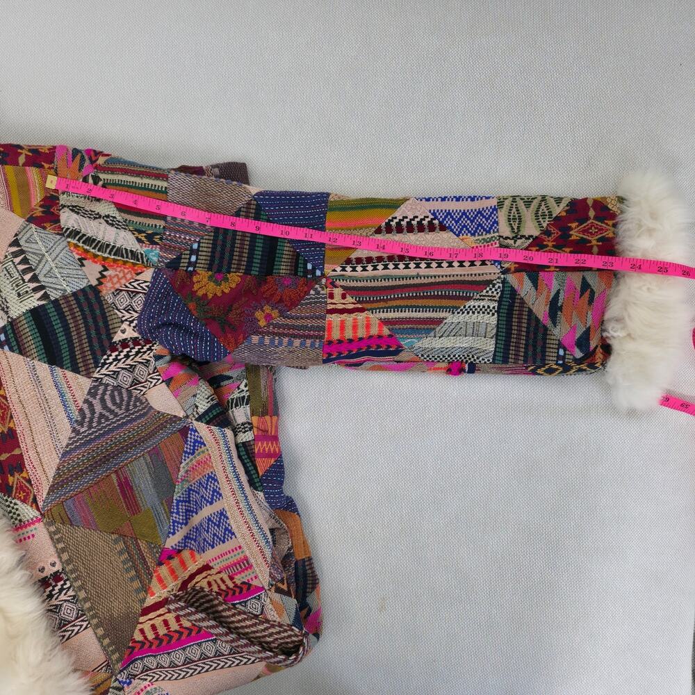 Free People Caravan Patchwork Shearling Trim Coat Sz Small NWT - Picture 6 of 9